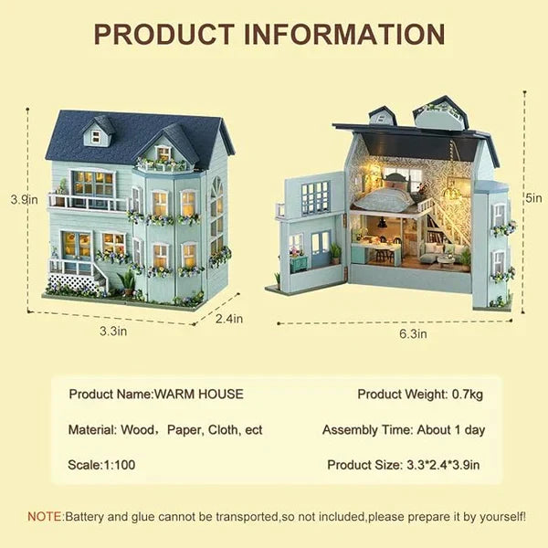 Warm House 3D DIY Mint Rustic Cottage Kit