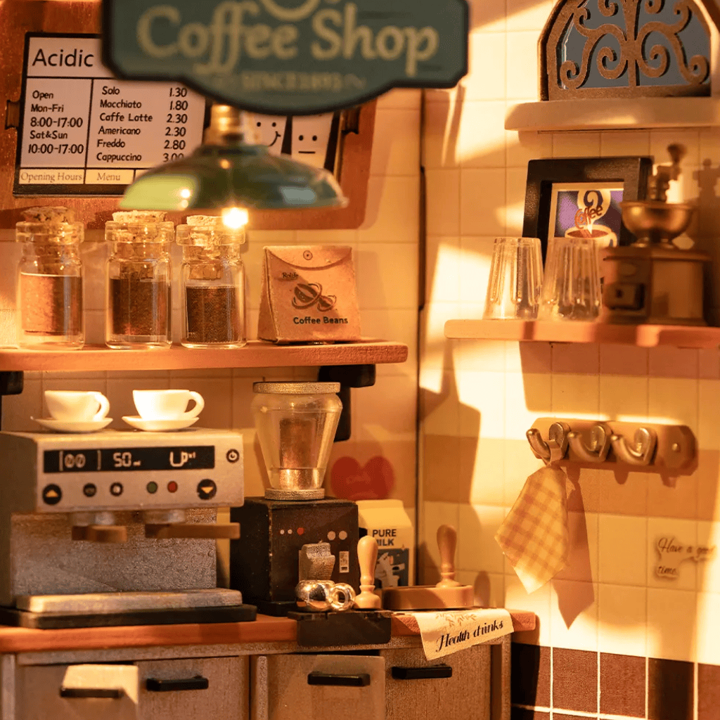 DIY Miniature 3D Cafe & Bakery House Kit with LED Lights
