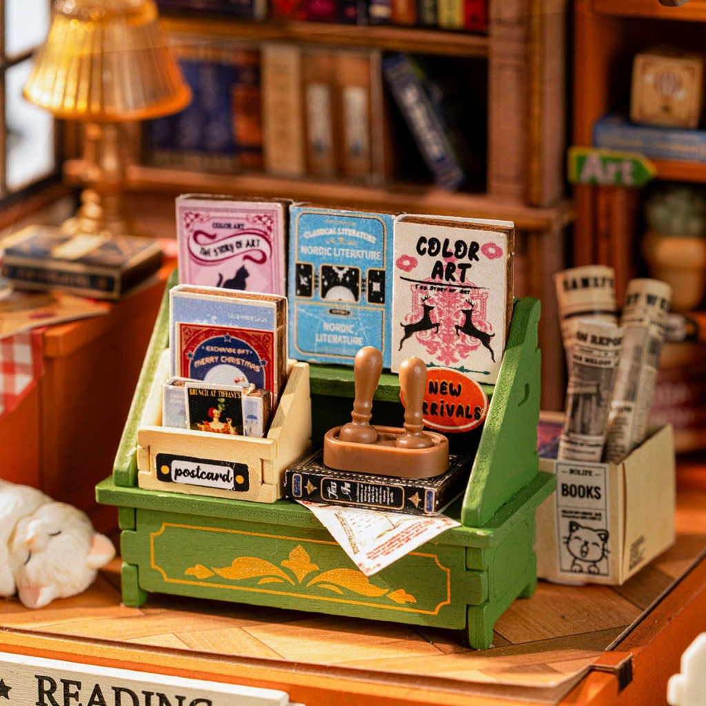 The Muse Bookshop DIY Miniature Kit - 3D Wooden Bookstore Model