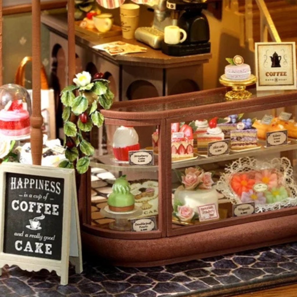 3D DIY Craft Kits Tiny Coffee Shop House with LED Lights